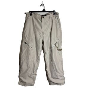 Vtg Bugle Boy Beige Baggy Lined Cargo Pants 34x28 Fit Skater Streetwear Y2K